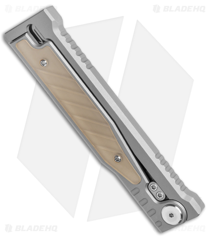 Reate EXO Drop Point Gravity Knife Titanium/Amber Ultem (3.75" Satin/SW ELMAX)