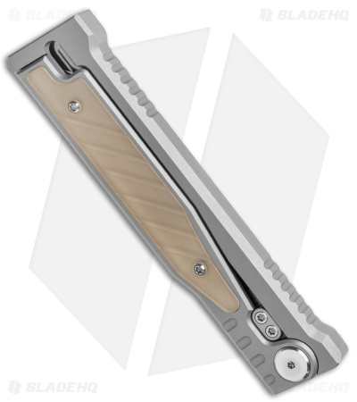 Reate EXO Drop Point Gravity Knife Titanium/Amber Ultem (3.75" Satin/SW ELMAX)