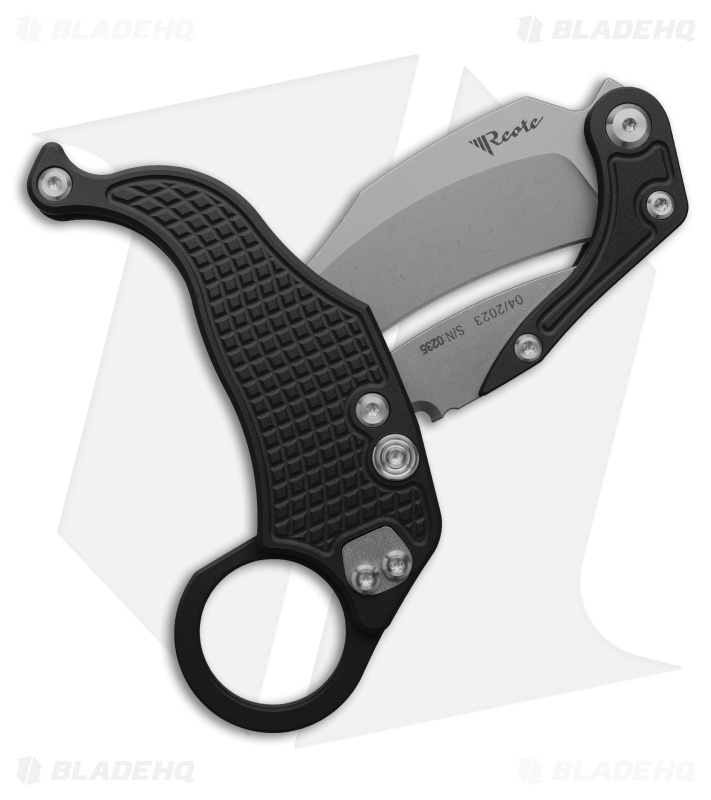 Reate EXO-K Gravity Karambit Button Lock Knife Black Aluminum (3.1" Stonewash)
