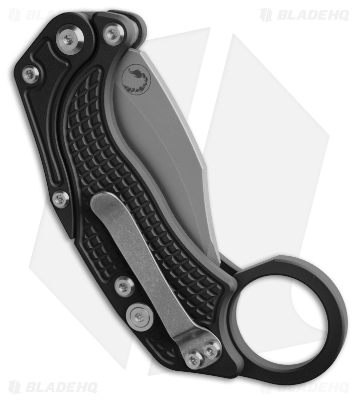 Reate EXO-K Gravity Karambit Button Lock Knife Black Aluminum (3.1" Stonewash)