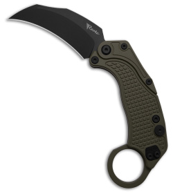 Reate EXO-K Gravity Karambit Button Lock Knife Green Aluminum (3.1" Black)