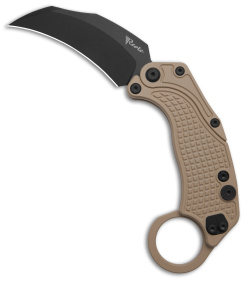 Reate EXO-K Gravity Karambit Button Lock Knife Tan Aluminum (3.1&quot; Black PVD) | 195633