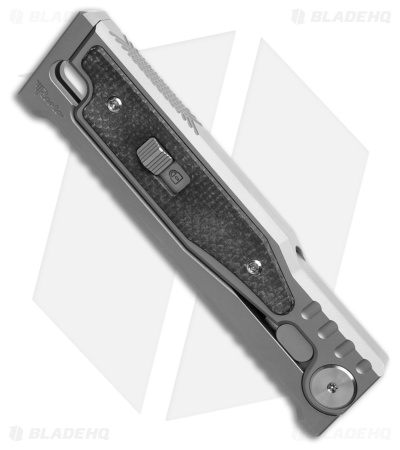 Reate EXO-M Tanto Gravity Knife Titanium/Black Burlap Micarta (3.2" Satin ELMAX)