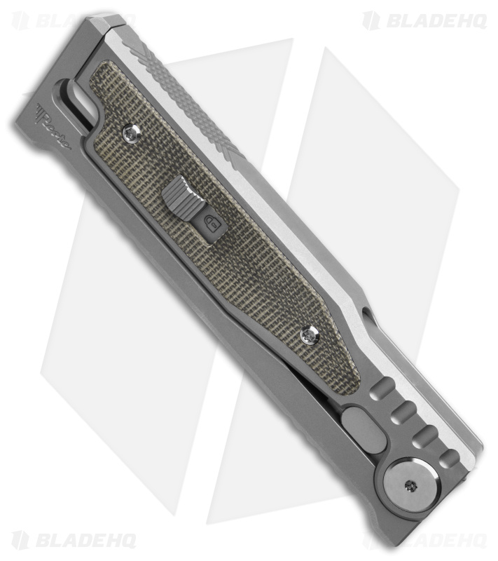 Reate EXO-M Tanto Gravity Knife Titanium/Green Micarta (2.95" SW)