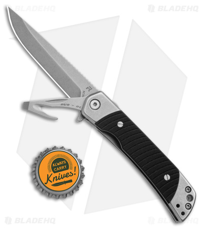 REVO Duo Drop Point Frame Lock Knife w/ Aux Cutter Black G-10 (3.1" Stonewash)