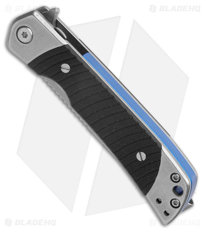 REVO Duo Drop Point Frame Lock Knife w/ Aux Cutter Black G-10 (3.1" Stonewash)