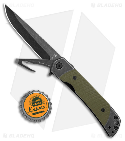 REVO Duo Drop Point Frame Lock Knife w/Aux Cutter Green G-10 (3.1" BSW)