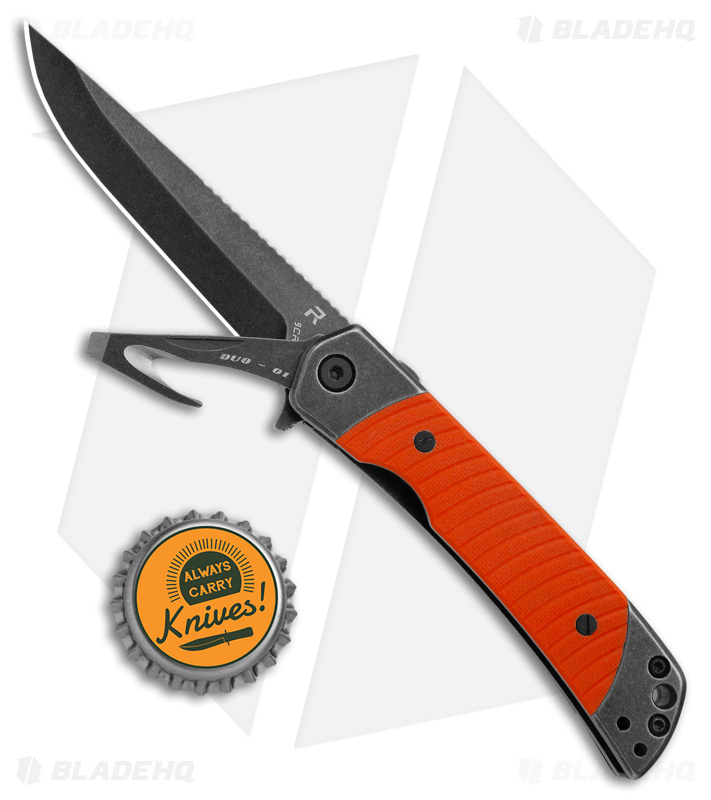 REVO Duo Drop Point Frame Lock Knife w/Aux Cutter Orange G-10 (3.1" BSW)