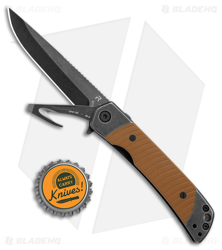 Revo Duo Drop Point Frame Lock Knife w/Aux Cutter Brown G-10 (3.1" BSW)
