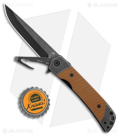 Revo Duo Drop Point Frame Lock Knife w/Aux Cutter Brown G-10 (3.1" BSW)