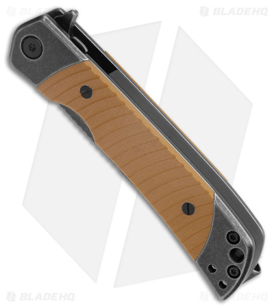 Revo Duo Drop Point Frame Lock Knife w/Aux Cutter Brown G-10 (3.1" BSW)