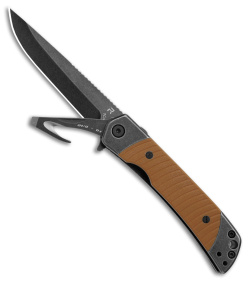 Revo Duo Drop Point Frame Lock Knife w/Aux Cutter Brown G-10 (3.1" BSW)