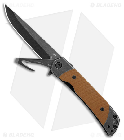 Revo Duo Drop Point Frame Lock Knife w/Aux Cutter Brown G-10 (3.1" BSW)
