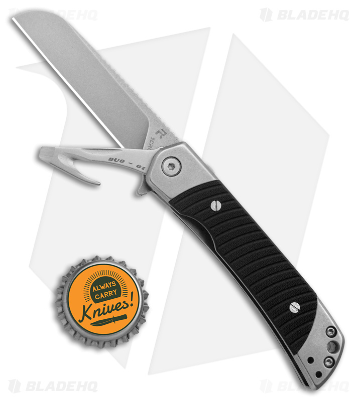 Revo Duo Sheepsfoot Frame Lock Knife w/Aux Cutter Black G-10 (3.1" BSW)