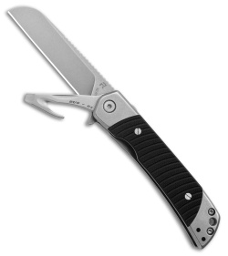 Revo Duo Sheepsfoot Frame Lock Knife w/Aux Cutter Black G-10 (3.1" BSW)