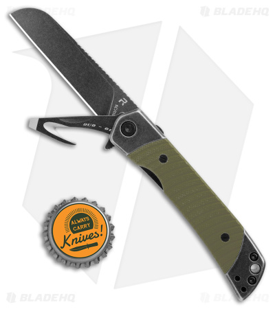 Revo Duo Sheepsfoot Frame Lock Knife w/Aux Cutter Green G-10/Black SW (3.1" BSW)