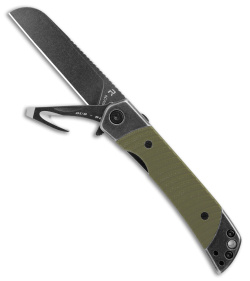 Revo Duo Sheepsfoot Frame Lock Knife w/Aux Cutter Green G-10/Black SW (3.1" BSW)