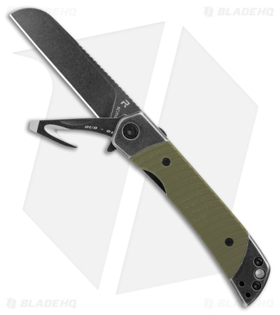 Revo Duo Sheepsfoot Frame Lock Knife w/Aux Cutter Green G-10/Black SW (3.1" BSW)