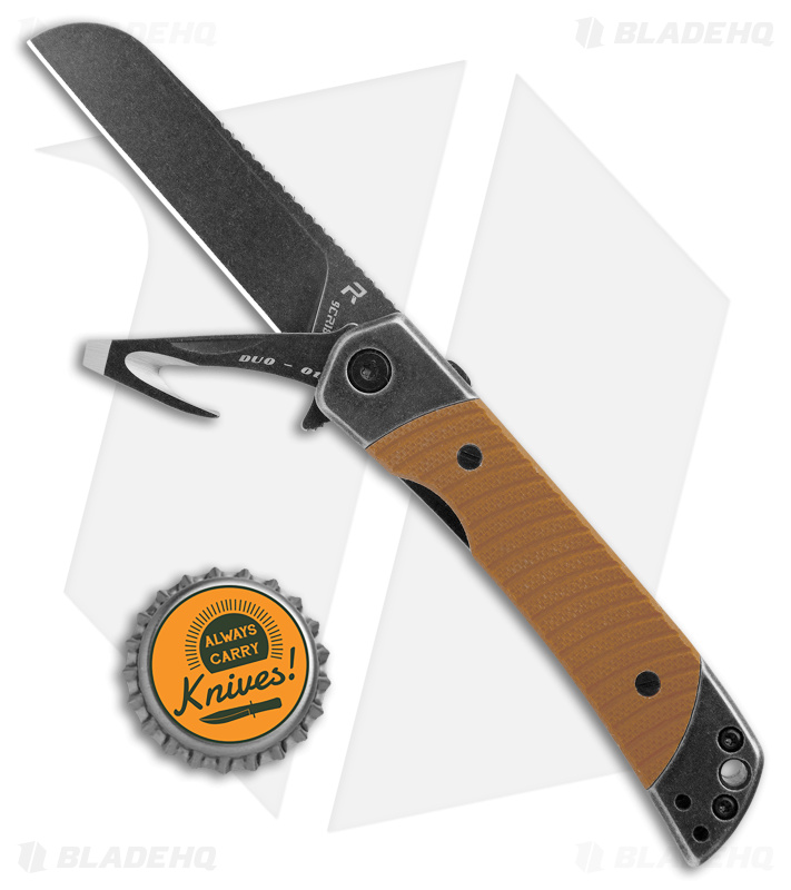 Revo Duo Sheepsfoot Frame Lock Knife w/Aux Cutter Brown G-10/Black SW (BSW)
