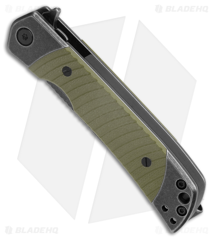 Revo Duo Tanto Frame Lock Knife w/Aux Cutter Green G-10/Black SW (3.1" BSW)