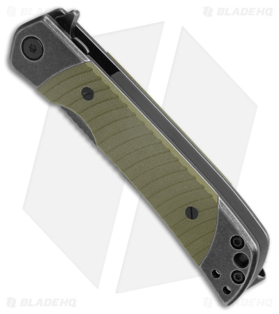 Revo Duo Tanto Frame Lock Knife w/Aux Cutter Green G-10/Black SW (3.1" BSW)