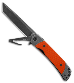 Revo Duo Tanto Frame Lock Knife w/Aux Cutter Orange G-10 (3.1" Black Stonewash)