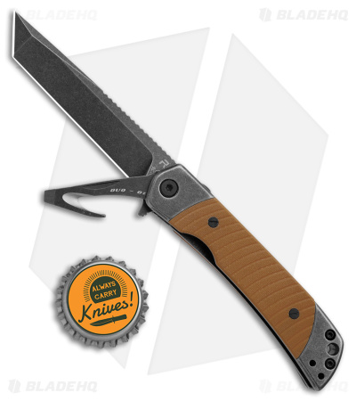 Revo Duo Tanto Frame Lock Knife w/Aux Cutter Brown G-10/Black SW (3.1" BSW)