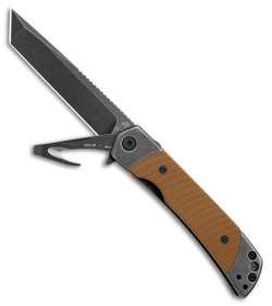 Revo Duo Tanto Frame Lock Knife w/Aux Cutter Brown G-10/Black SW (3.1" BSW)