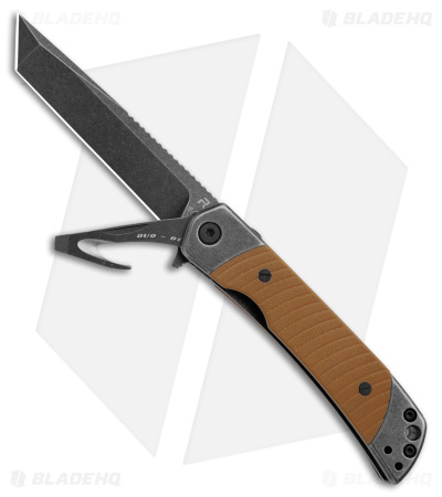 Revo Duo Tanto Frame Lock Knife w/Aux Cutter Brown G-10/Black SW (3.1" BSW)