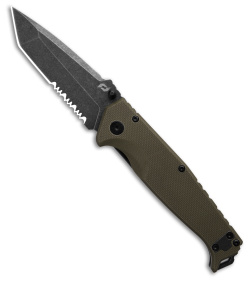 Schrade Melee Assisted Frame Lock Knife OD Green G-10 (3.5" Black SW Serr)