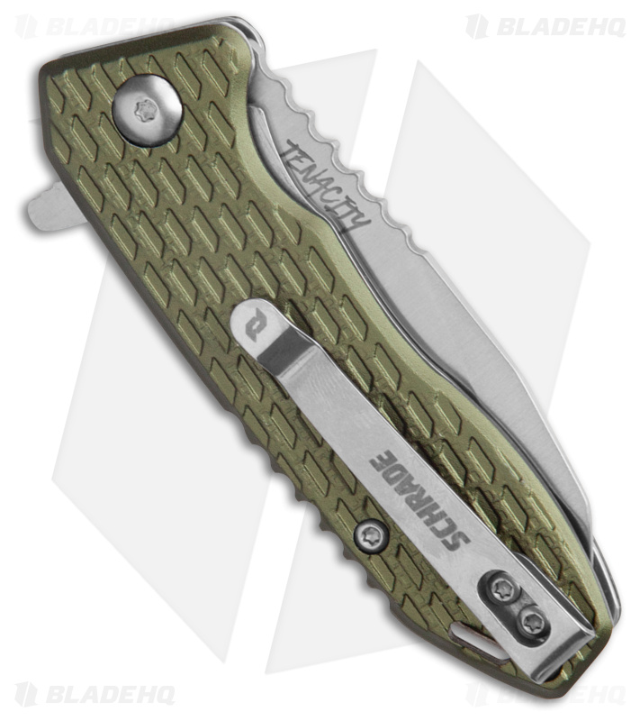 Schrade Tenacity Liner Lock Knife Green Aluminum (2.5" Satin)