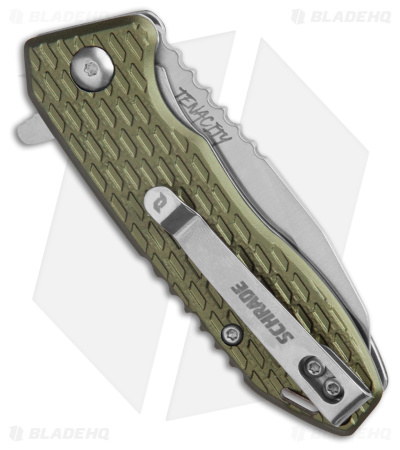 Schrade Tenacity Liner Lock Knife Green Aluminum (2.5" Satin)