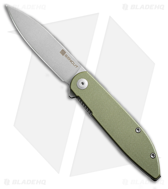 SENCUT Bocll II Liner Lock Knife OD Green (2.9" Stonewash) G-10 S22019-4