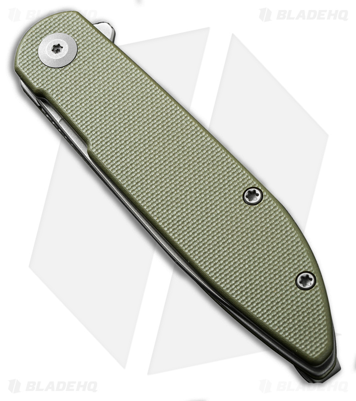 SENCUT Bocll II Liner Lock Knife OD Green (2.9" Stonewash) G-10 S22019-4