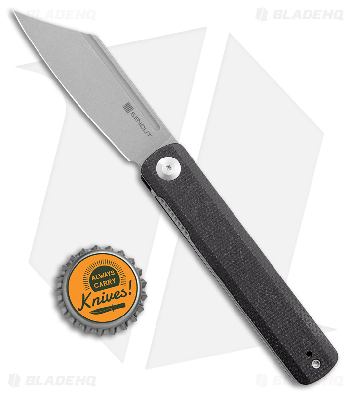 SENCUT Bronte Reverse Tanto Knife Black Micarta (3.38" Stonewashed) SA08A