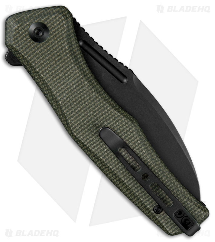 SENCUT Watauga Button Lock Knife Dark Green Micarta (3.5" Black SW) S21011-2
