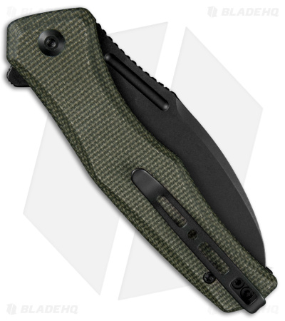 SENCUT Watauga Button Lock Knife Dark Green Micarta (3.5" Black SW) S21011-2
