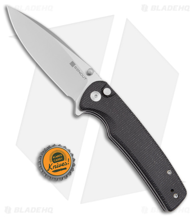 SENCUT Sachse Button Lock Knife Black Micarta (3.5" Satin) S21007-1