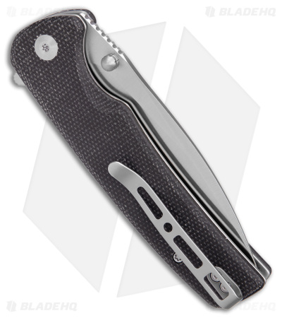 SENCUT Sachse Button Lock Knife Black Micarta (3.5" Satin) S21007-1