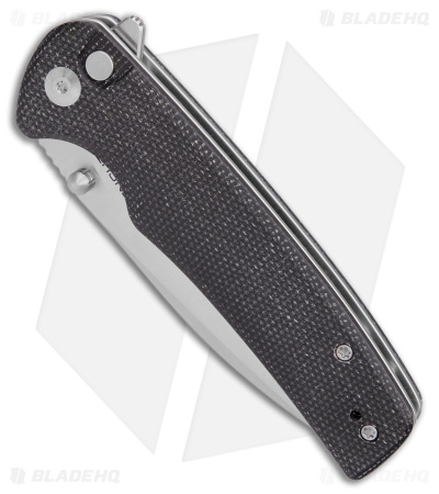 SENCUT Sachse Button Lock Knife Black Micarta (3.5" Satin) S21007-1