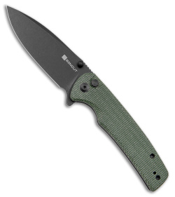 SENCUT Sachse Button Lock Knife Green Micarta (3.5" Black) S21007-2