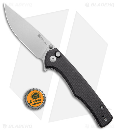 SENCUT Crowley Button Lock Knife Black Micarta (3.48" SW) S21012-2