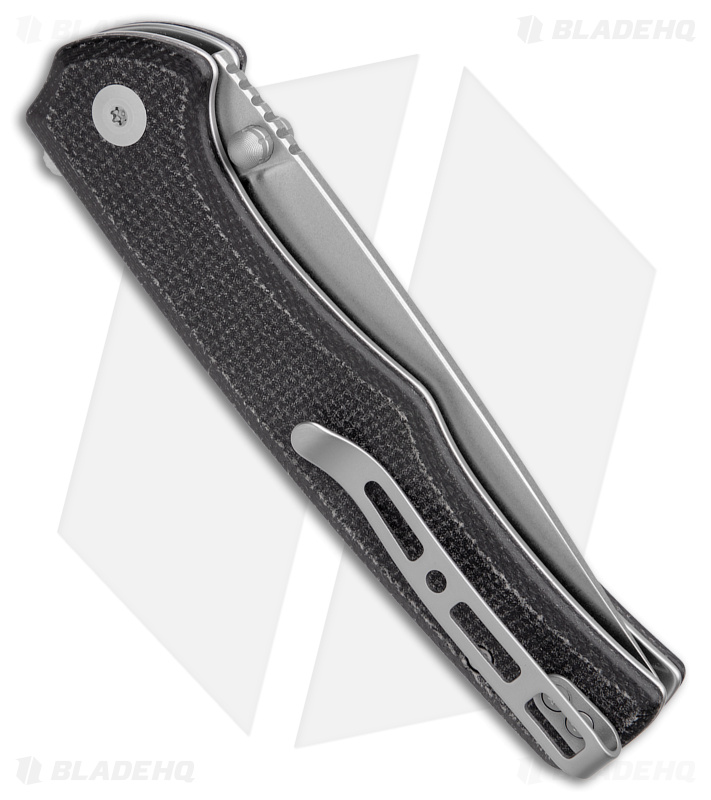 SENCUT Crowley Button Lock Knife Black Micarta (3.48" SW) S21012-2