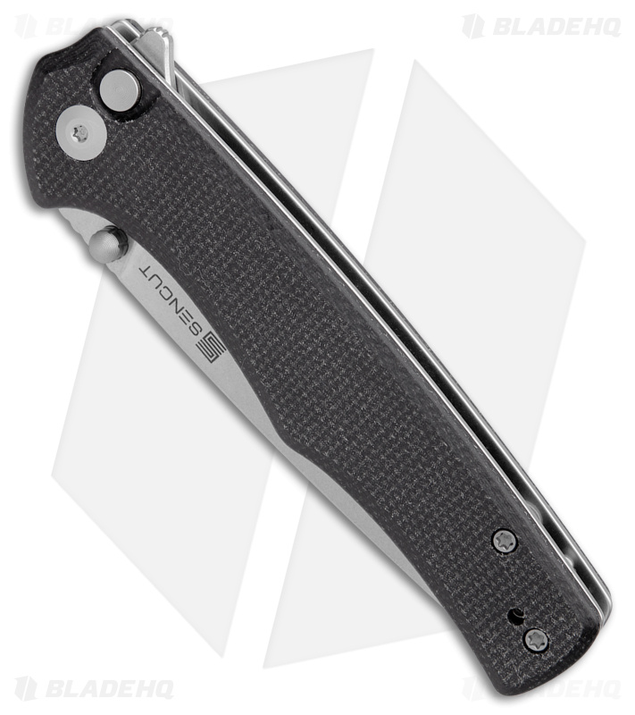 SENCUT Crowley Button Lock Knife Black Micarta (3.48" SW) S21012-2