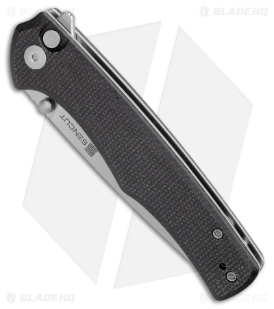 SENCUT Crowley Button Lock Knife Black Micarta (3.48" SW) S21012-2