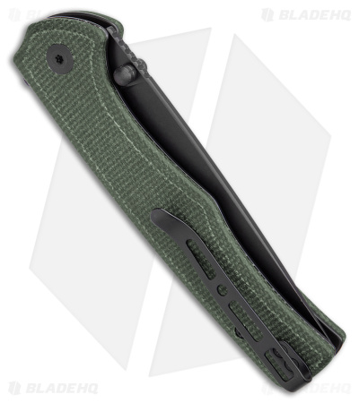 SENCUT Crowley Button Lock Knife Green Micarta (3.48" BW) S21012-3
