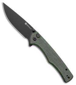 SENCUT Crowley Button Lock Knife Green Micarta (3.48" BW) S21012-3