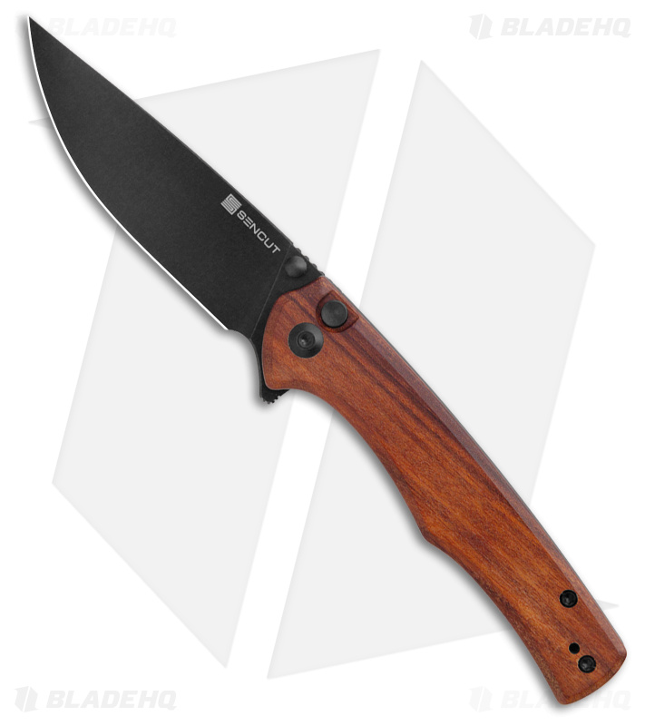 SENCUT Crowley Button Lock Knife Guibourtia Wood (3.48" BW) S21012-5