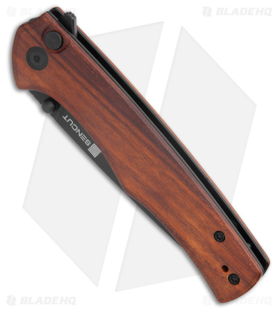 SENCUT Crowley Button Lock Knife Guibourtia Wood (3.48" BW) S21012-5