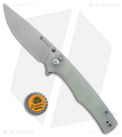 SENCUT Crowley Button Lock Knife Natural G-10 (3.48" SW) S21012-1